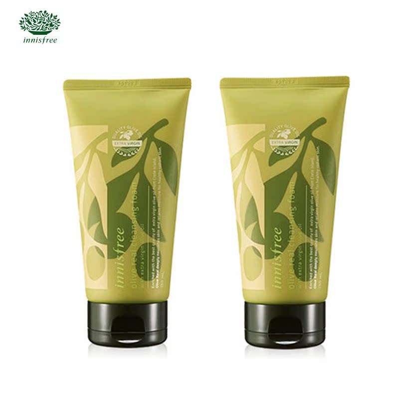 韩国正品innisfree/悦诗风吟橄榄油泡沫洁面乳150ml*2高保湿控油