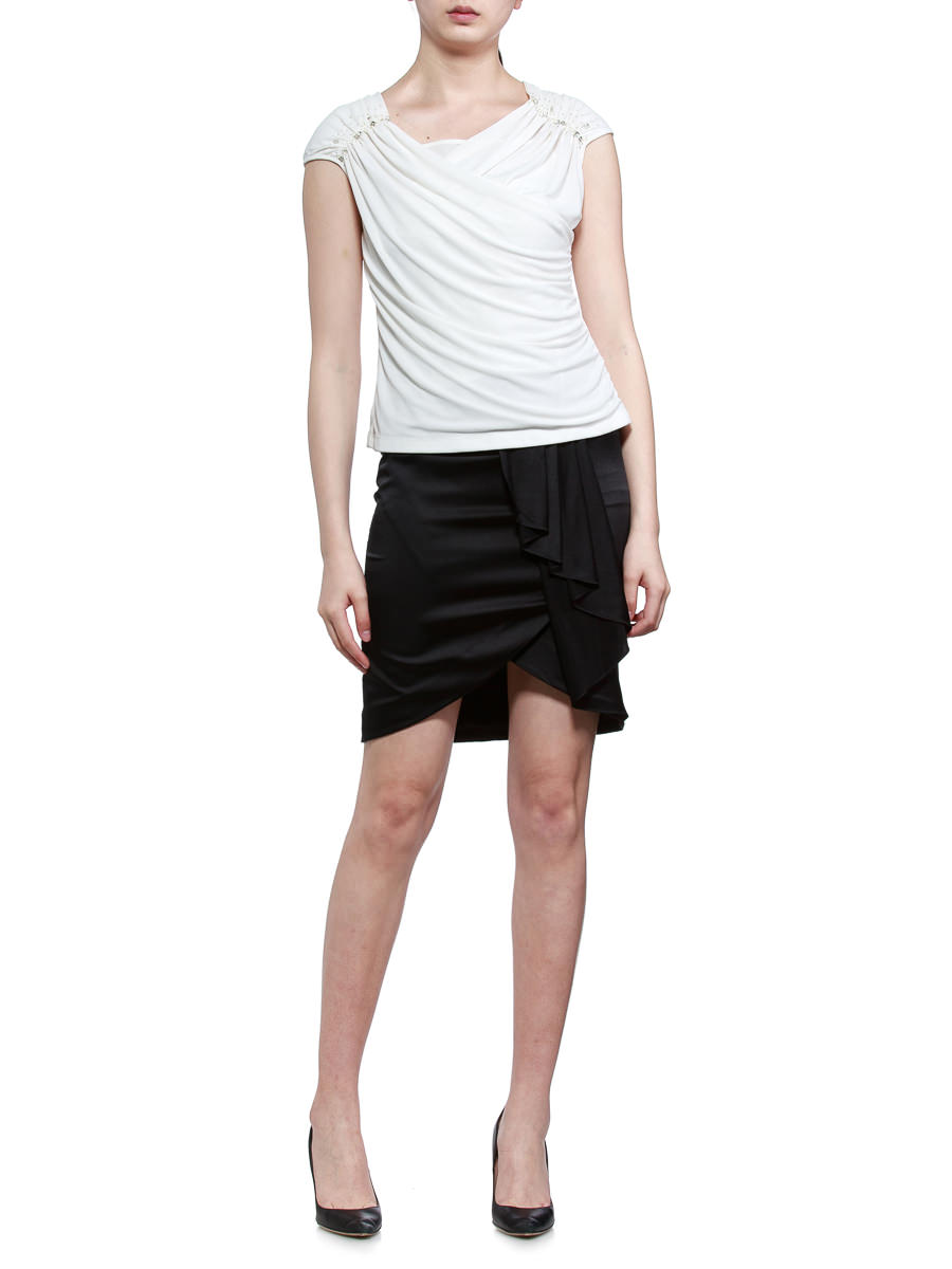 THEOPHILE 白色无袖垂褶上衣