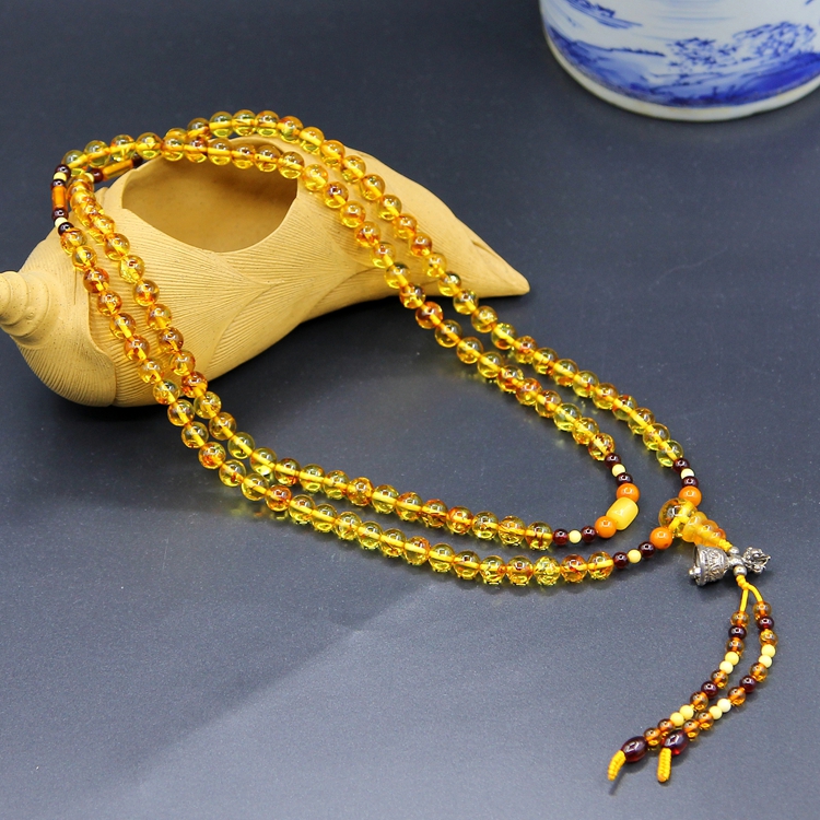 Amber rosary beads, bracelets, accessories, natural golden flower, sterling silver bells, Polish origin, old pieces 7mm