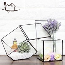 Glass cover ornaments craft jewelry creative eternal flower room geometric succulent plant micro landscape ecological bottle modern