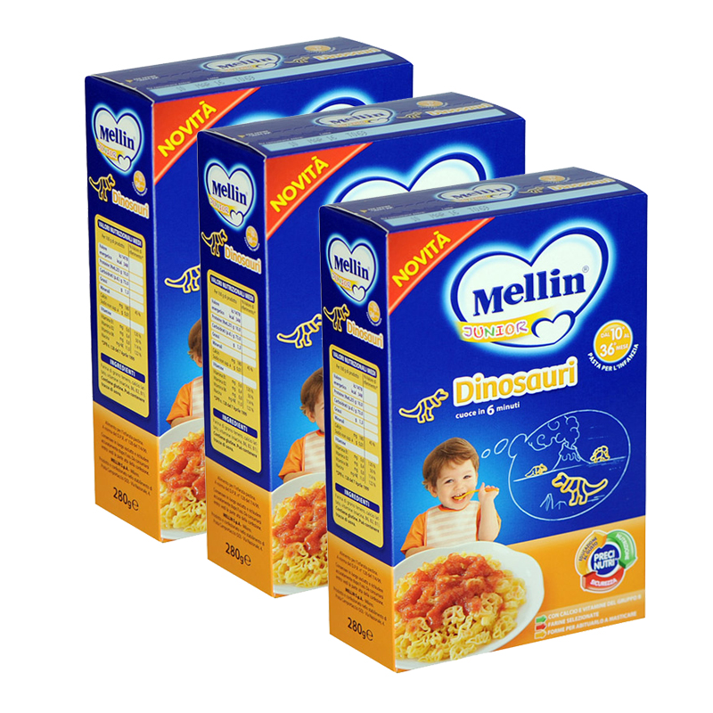 意大利Mellin美林恐龙面婴幼儿宝宝辅食（10个月以上）280g*3盒