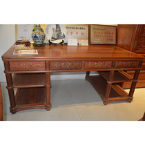 Authentique fleur de fleurs Myanmar pears carving landscape desk Minqing Classical Furniture Desk 2 morceaux de grand fruit pourpre sandalwood