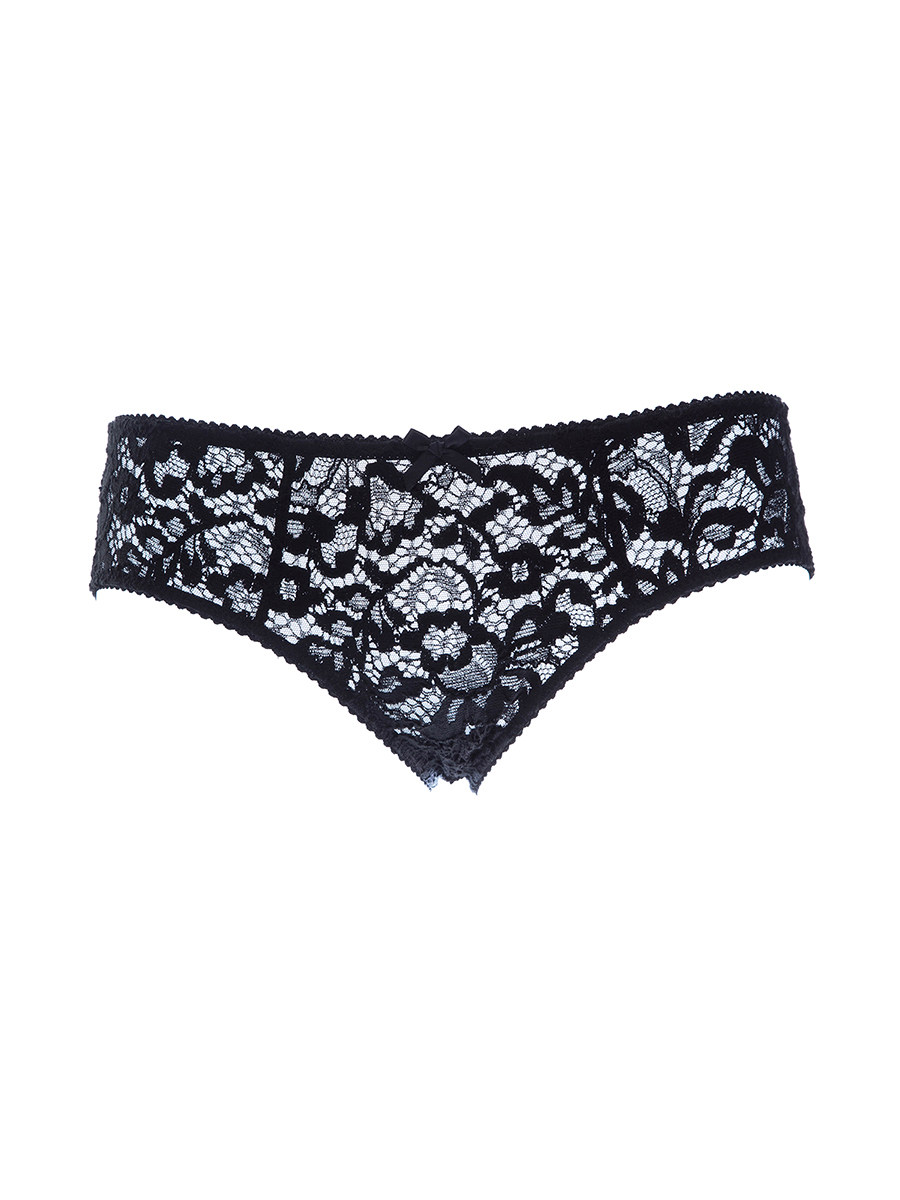 Dolce&Gabbana 黑色全蕾丝钩花透视三角裤