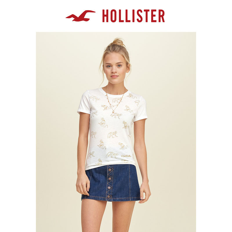 Hollister 2016春装新款印花图案 T 恤 女 114303