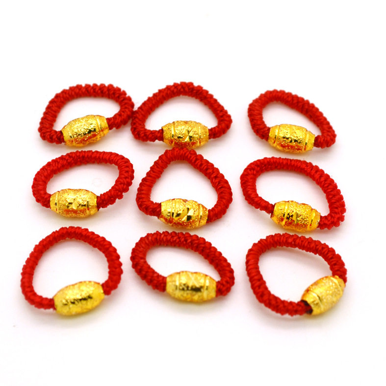 Manufacturers new gold ring gold ring women's ring This life year transfer bead ring braided red rope ring