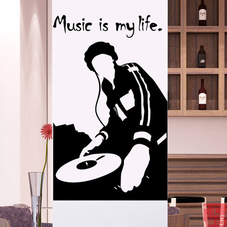 Dancing DJ coffee shop window decoration stickers piano music art training classroom glass door wall stickers