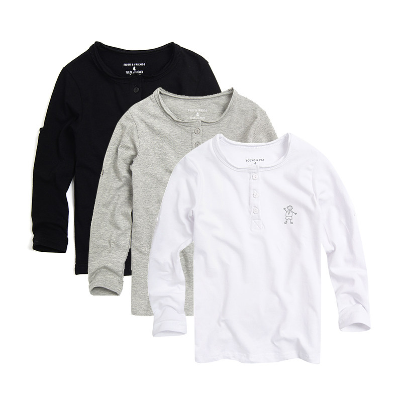 Foreign trade children's clothing big boy white long-sleeved t-shirt pure cotton baby children's t-shirt boy long-sleeved spring 2020