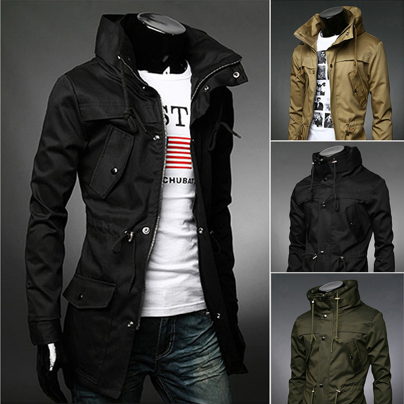 2022 winter wear black mid-length windbreaker jacket casual Korean version trendy men's jacket denim nickle tight