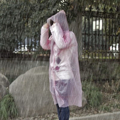 一次性雨衣单人男女士便携透明骑行雨披 按扣款半透明雨衣