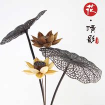 (Lotus leaf)Hollow art plastic simulation lotus leaf with flower arrangement fake flower decoration flower Zen living room