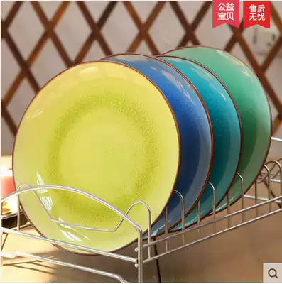 Explosive Japanese tableware home ceramic plate Western plate steak plate colorful 8-inch plate creative ceramic plate