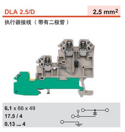 DLA 2.5 D DB Weidmiller double-polar terminal 1783590000