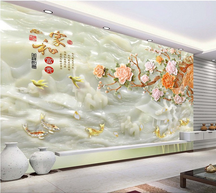Modern Chinese TV sofa background wall home and rich living room rock board large board TV wall ceramic tile film and television wall