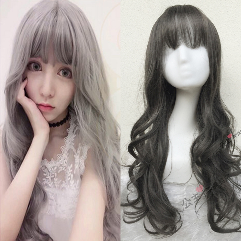 新款cos烟灰色长卷发女软妹蓬松大波浪假发套lolita日常原宿假发