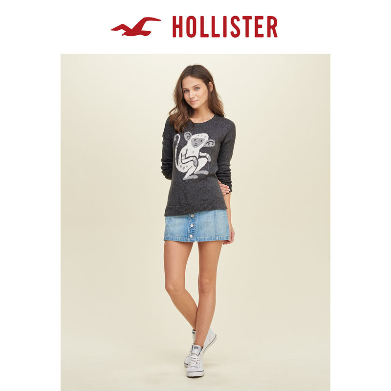 Hollister 2016春装新款拼花圆领套头衫 女 114587