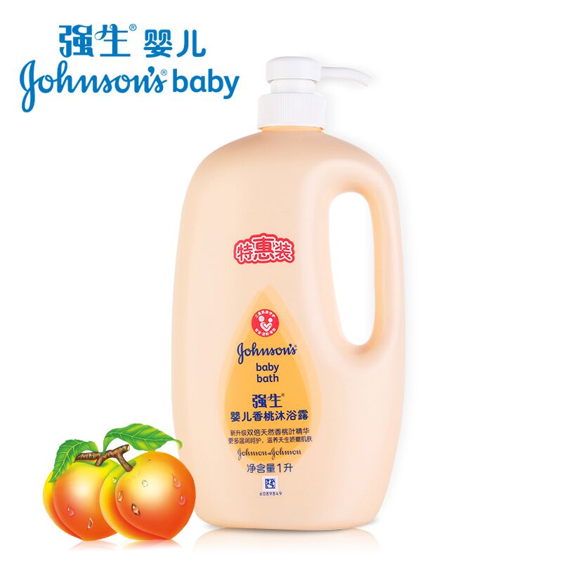 强生婴儿香桃沐浴露1L滋养宝宝洗护滋润沐浴乳营润保湿护肤