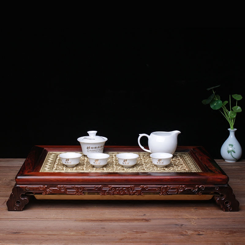 Lao Great Red Acid Branch Copper Noodle Boutique Tea Tray Handmade Line Log Kung Fu Tea Tray Chinese Red Wood Tea Tray Suit