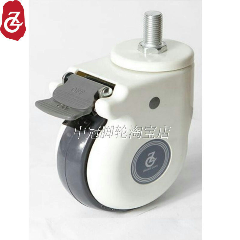 The winning 5 inch stretcher car silent PU wheel M16M12M20 screw rod universal wheel brake