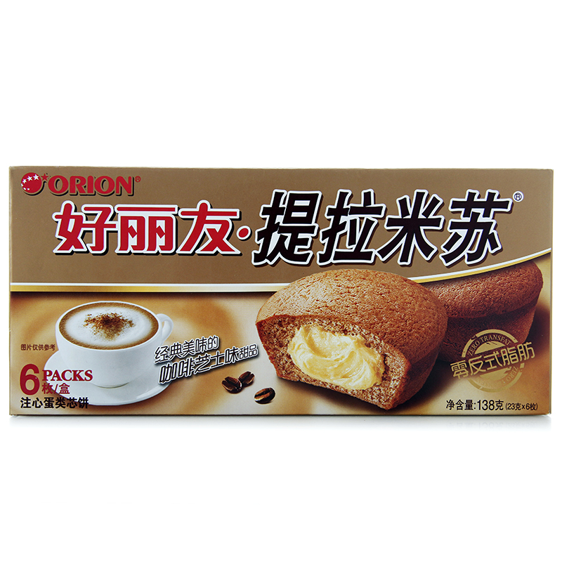【天猫超市】好丽友派提拉米苏 注心蛋类芯饼 6枚/盒 (23克*6枚)