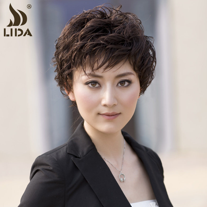 利达假发女 短发 中老年假发 蓬松短卷发 妈妈假发 女士假发套