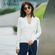 Amii2018 mùa thu mới cỡ lớn áo len nữ liền thân áo len pha trộn áo len nữ - Áo len