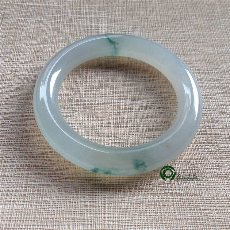 Myanmar natural old pit A goods jade jade round bar bracelet ice species floating green flower jade bracelet with certificate KC415