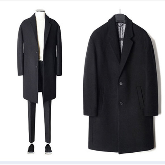 Casual thick woolen mid-length coat for winter