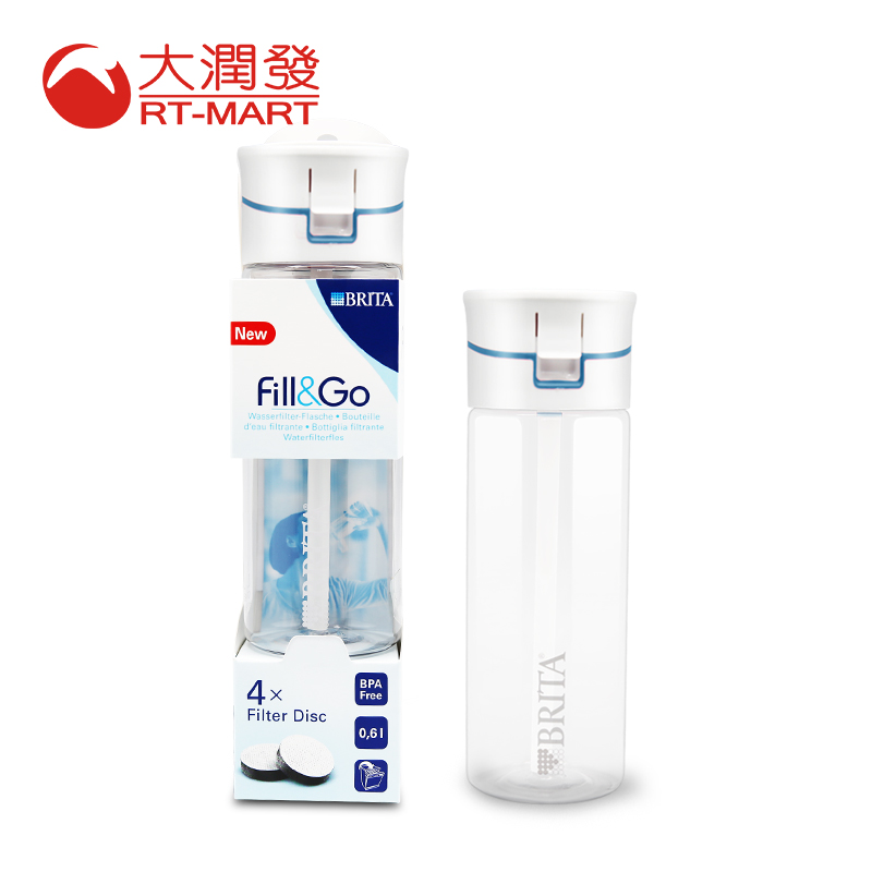 台湾大润发 Brita/碧然德进口净水壶杯滤水杯便携直饮600ml带4芯