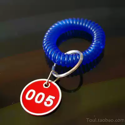 Aluminum alloy number plate spring hand ring Digital hand card key storage card Swimming sauna bathing plastic telescopic rope