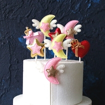 Cake decoration little cute wings Moon Star crown love decoration plug-in party dress up 5