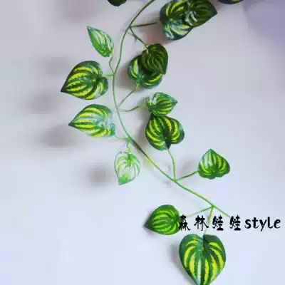 High new simulation Watermelon leaf rattan color printing multi-leaf encryption fake flower American country DIY pendant decoration