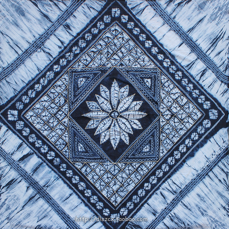 Yunnan ethnic characteristics Dali Bai handmade tie-dyed table cloth Inn decoration wall decoration screen cloth Fenghua Snow moon