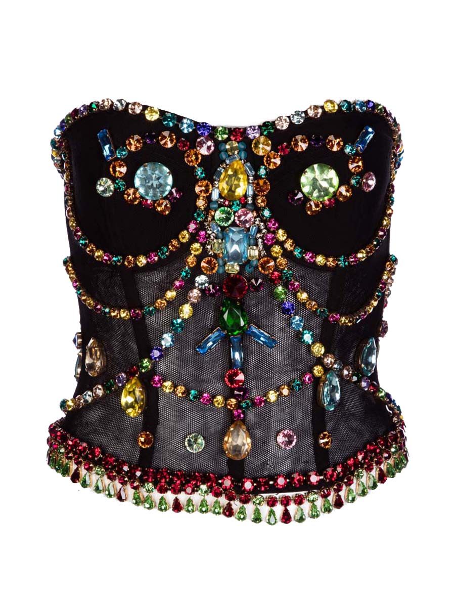 Dolce&Gabbana 彩色镶钻装饰抹胸上衣
