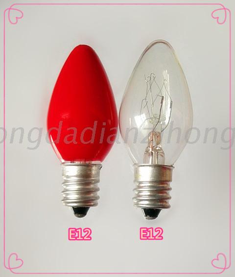E12 small screw bulb 10W220V transparent pointed bulb table lamp night light Red pointed bulb Fortune bulb