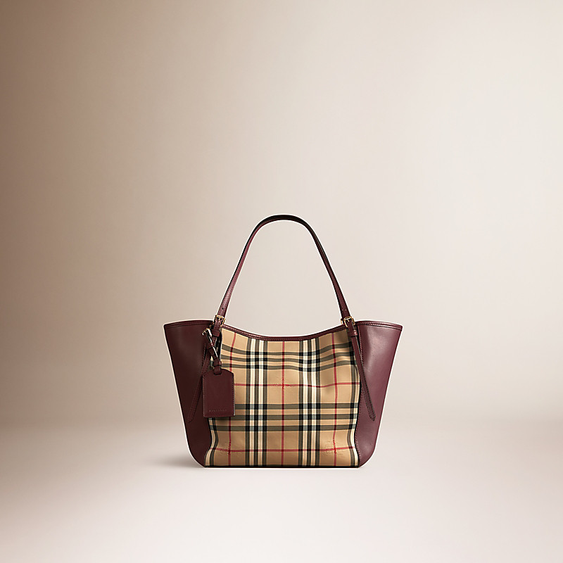 BURBERRY/博柏利小号 Horseferry 格纹皮革坎特手袋 39946611