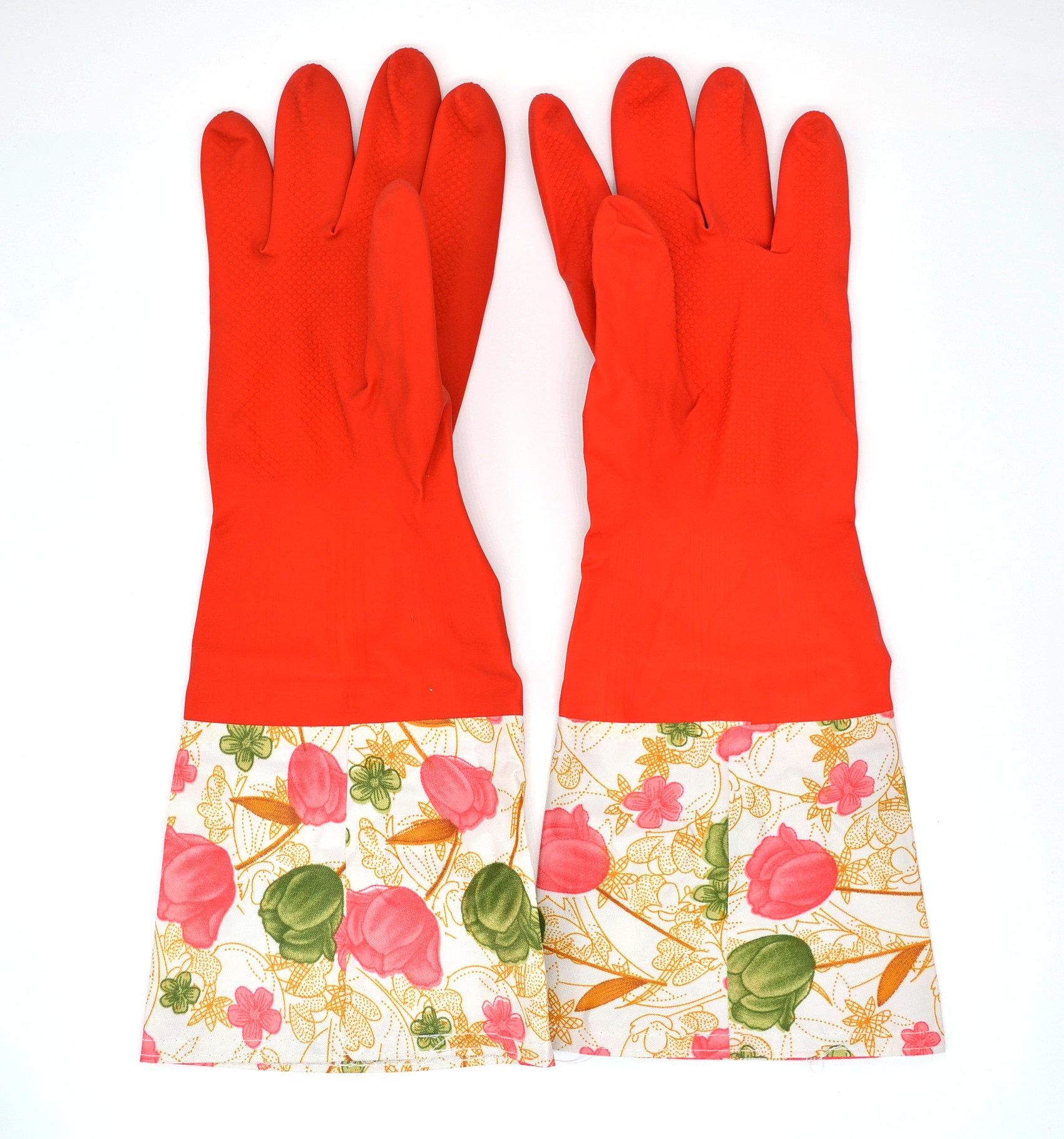 Horn Mouth Cotton Sleeve Latex Gloves Thickened Plus Velvet Dishwashing Laundry Waterproof Rubber Gloves