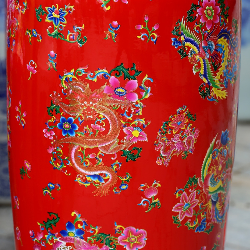 Jingdezhen ceramic Chinese red in extremely good fortune of large vases, flower arrangement home sitting room hotel office furnishing articles