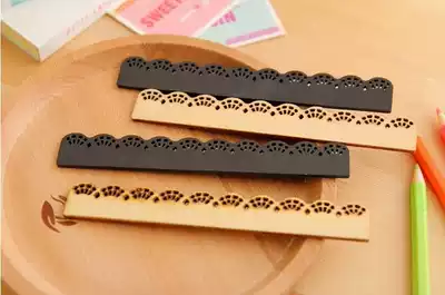 Hot sale lace wooden ruler animal shaped cartoon plastic ruler 15cm students exam stationery
