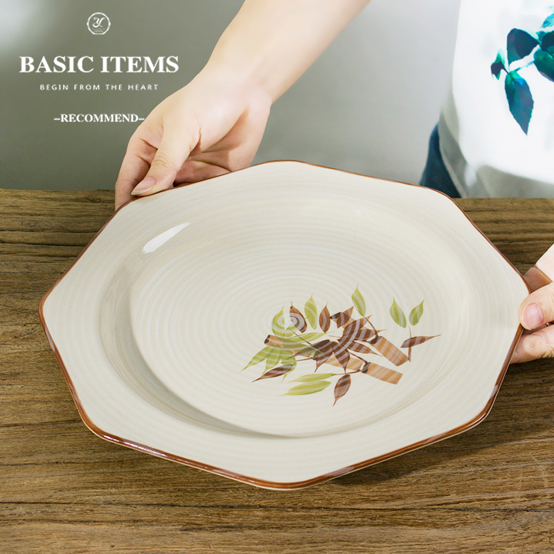 Ceramic creative Japanese household tableware plate special - shaped cooking plate cold dish plate western food all the plate under the glaze color
