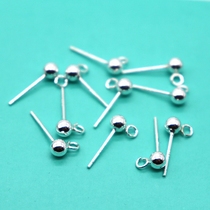 S925 silver 3mm with ring silver ear ring hook needle ear nail DIY silver ear accessories anti - allergy
