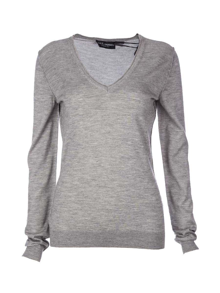 Dolce&Gabbana 灰色V领简约长袖上衣