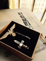 The literati's style pen and sword corsage high-grade rhinestone crystal collar pin collar buckle men's and women's shirts collar clip gift box