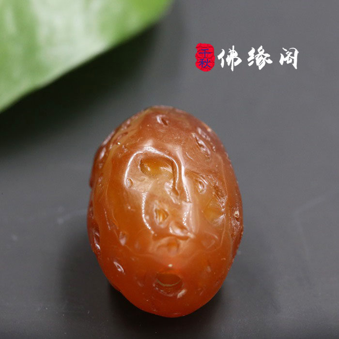 Foyuan Pavilion Olive jujube-shaped Liaojin made agate beads hand-string hand-shaped beads with loose beads agate old beads