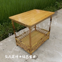 Zhangs rattan chair bamboo furniture rectangular bamboo tea table fence small coffee table double-layer coffee table table rack