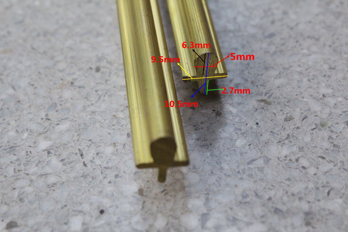 Special large number pulling door and window rail copper strip Full copper moving door Lower track copper strip semicircle diameter 5mm