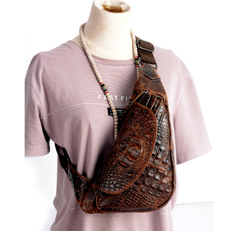 New Slanted Cross Chest Bag Men Genuine Leather Summer Avocado Leather Men's Head Layer Bull Leather Chest Bag Han Edition Sports Casual Scapegoat