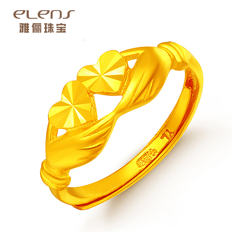雅俪珠宝 黄金戒指足金女款婚戒爱心足金戒子S