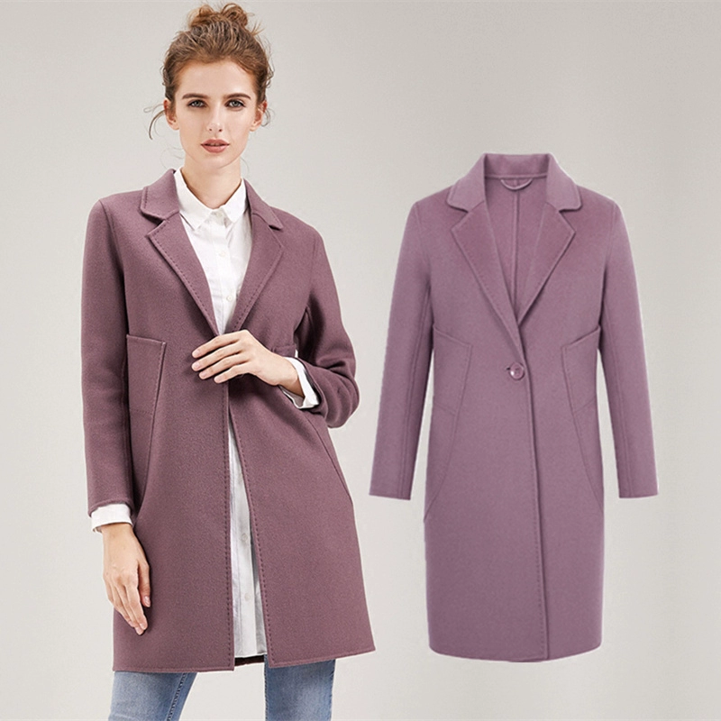 Áo khoác chính hãng châu Âu handmade áo len hai mặt mùa đông dài áo len cashmere nguyên chất - Trung bình và dài Coat