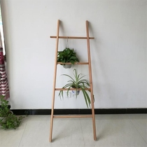 Solid wood ladder towel rack Bedroom hanger Entrance shelf Wooden shelf shelf Bathroom trapezoidal bath towel rack