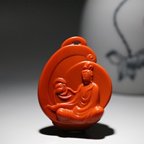 (Collector’s Grade) South Red Agate Washi Material Solid Color Carving (Guanyin) Works of Su Gong Master Shen Hangjun